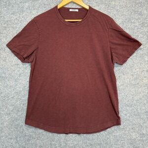 Buck Mason Slub Curved Hem Tee Mens Large Burgendy Rust Cotton Shirt bm11001